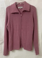 Carolyn Taylor For By Design Essentials Cotton Blend Cardigan Pink Sweater XL