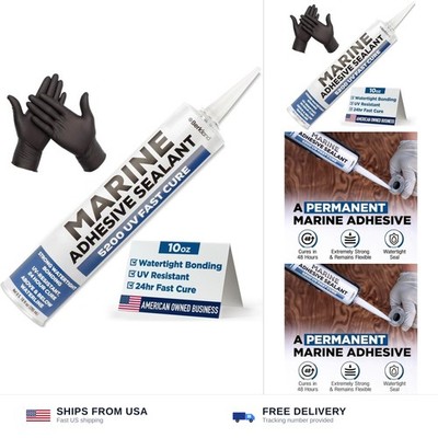 Marine Adhesive Sealant 5200 Fast Cure, 10 oz White   Permanent Watertight Bo...