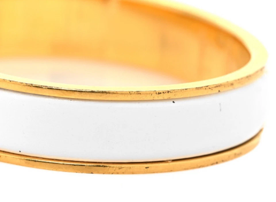 Pulsera Damas Hermes Clic H Chapada en Oro Blanco y Amarillo - Excelente Estado Foto 3 de 4