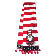 Cat In The Hat Scarf Dr. Seuss Red White Striped Pom Pom Trim Whimsical
