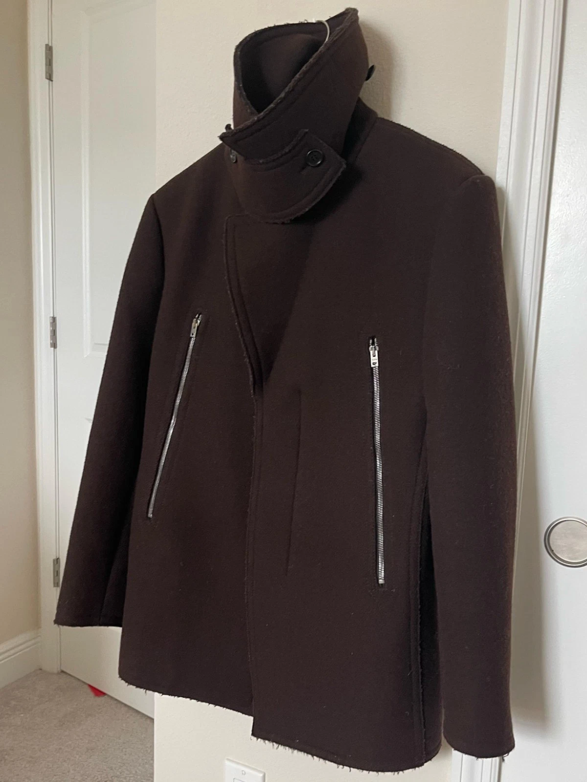 Acne Studios Zipper Wool Coat – Men’s Size 46 – Brown – B90 - product detail image 5