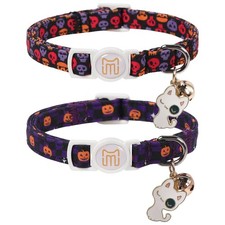 2 Pack Halloween Cat Collar with Bell,Breakaway Kitten Collars for Cats