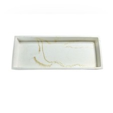 Marble Rectangular White and Metallic Gold Tray 11x1.5  