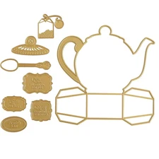 ANNA GRIFFIN TEAPOT BOX DIES & IDEA SHEET ~ NEW RETIRED *SHIPS FREE*