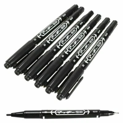 HAMADO 2x Marker Pen Black Tattoo Marker Marking Pen Tattoo Piercing Skin