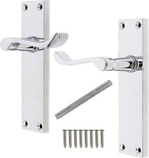 Probrico Passage Door Handles, Polished Chrome Victorian Scroll Lever Latch Han