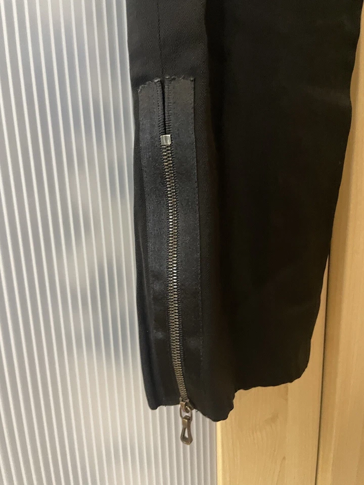 Pantalones negros para mujer Lanvin Paris IT 40 US 4 lana/lino ajustados moto diseñador gótico Foto 2 de 4