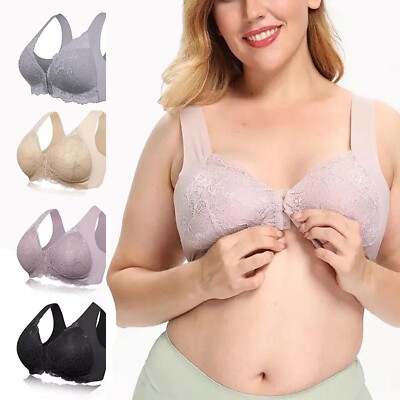 Women's Bra Front Closure 5D Shaping Seamless Push Up Lace Bras For Women