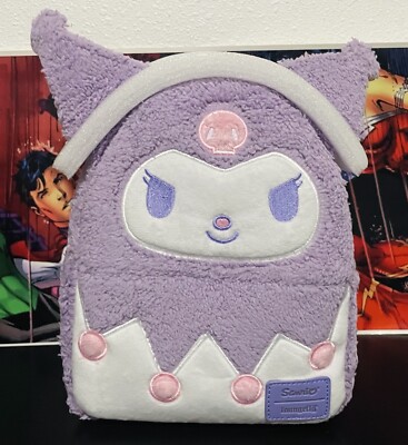 Loungefly Sanrio Kuromi Purple Pastel Fuzzy Mini Backpack | eBay display picture 1