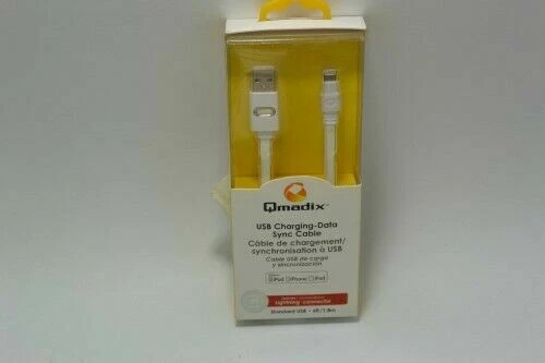 Cable de sincronización Lightning de datos de carga USB Qmadix - blanco Foto 3 de 3