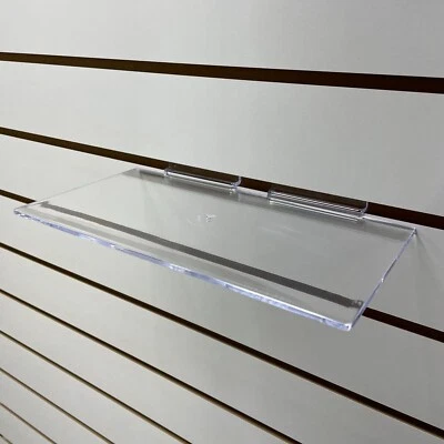 1 Slatwall Plastic Perspex 12'' x 6'' Display Shelf Slatboard Shelves Shelving