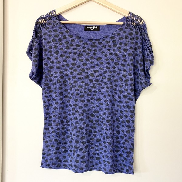 Dangerfield Womens Short Sleeve T Shirt Size 10 Blue Cotton Blend Top As New