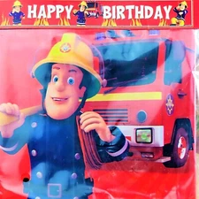 Amscan Fire Fighter Dept Truck Fireman SAM Happy Birthday Party Foil Banner 5 Yd