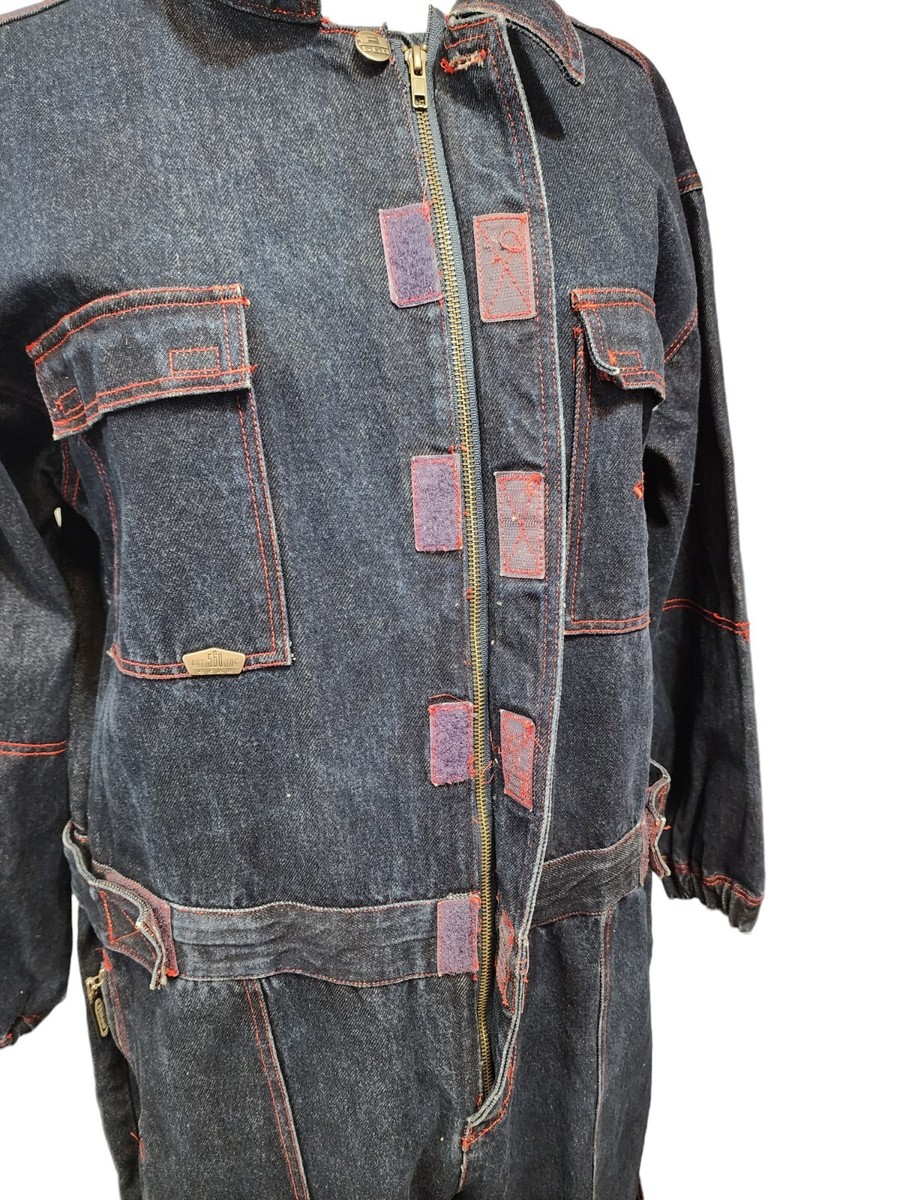 Vtg 90s Coverall Fat Joe Y2k FJ560 Denim Jean Overalls Jumpsuit Red Stitching XL | eBay Vtg 90s Coverall Fat Joe Y2k FJ560 Denim Jean Overalls Jumpsuit Red Stitching XL | eBay