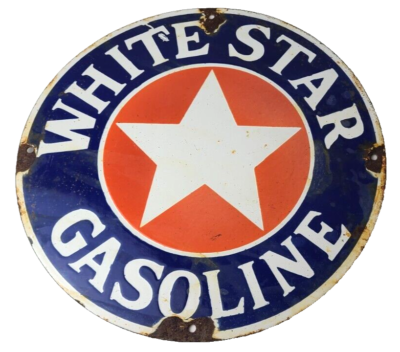 #ad Vintage White Star Gasoline Porcelain Sign Gas Advertising Pump Service Sign $142.47