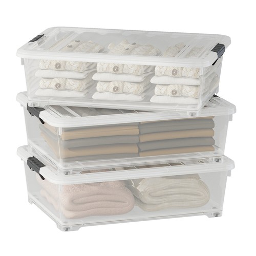 Under Bed Storage Box Clear Plastic Stackable