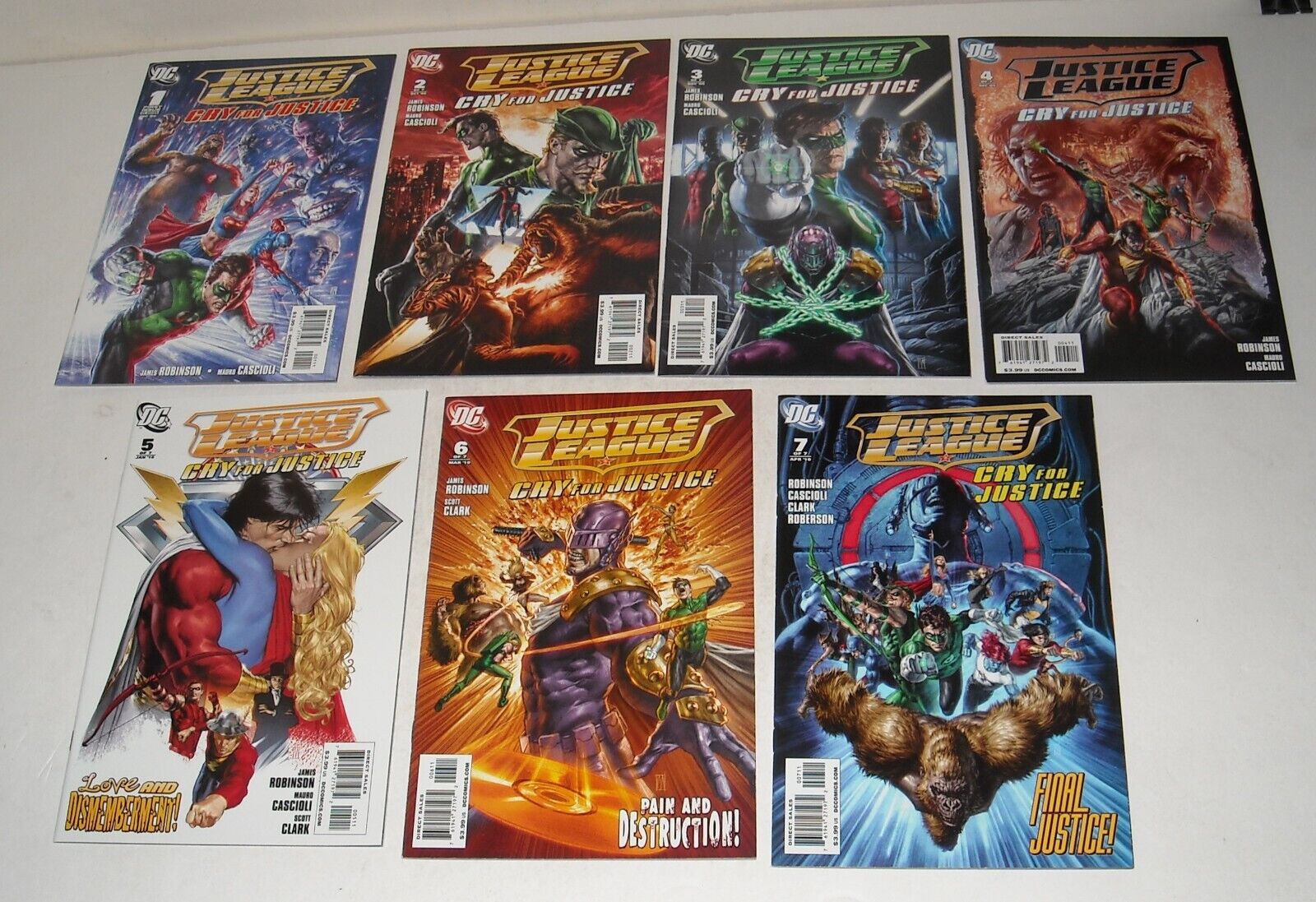 JUSTICE LEAGUE CRY for JUSTICE COMPLETE MINI SERIES # 1 - 7 DC COMICS 2009