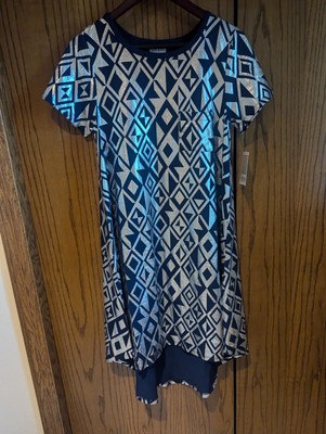 NWT LuLaRoe Small Carly Dress Blue/Silver High/Low