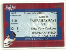 2009 Topps Ticket to Stardom Opening Day Ticket Stubs  Evan Longoria sn # 12/50