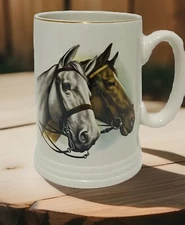 Vtg Lord Nelson Pottery England Horses Horse Head Mug Cup Equestrian