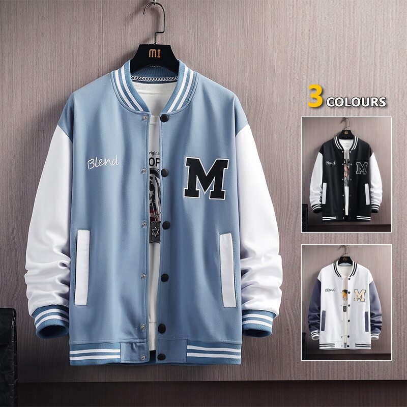Hip Hop Patchwork Baseball Jackets Mens Letter Print Bomber Jackets Men Spring