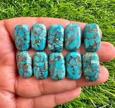10Pcs Natural Blue Copper Turquoise cabochon Cushion Loose Gemstone 12x20MM