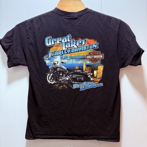 Harley Davidson Shirt Men’s Size Large Black Pocket Tee Skull Great Lakes MI - Picture 6 of 6