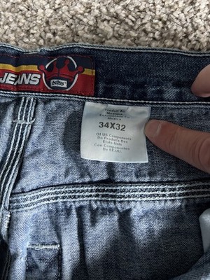 Vintage JNCO Jeans 34x32 Blue Orb Embroidered 90s Skater Y2K