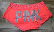 NIB Vintage Victoria's Secret PINK Orange Cotton Lace Low Boy Short Panties M