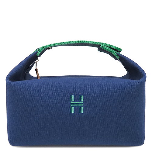 HERMES Pouch Brid A Black GM H104223M cotton  Marin SilverMetal Blue, navy