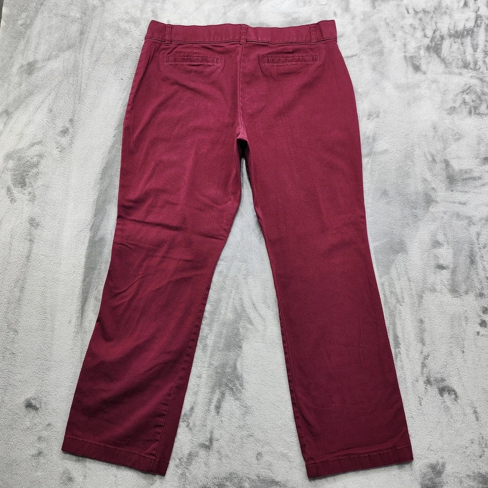 White Stag Pants Womens 16 Red Burgundy Double Button Straight Stretch Cotton - Image 2 of 4