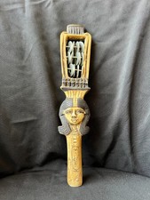 Unique Hathor Sistrum in Bronze Tone Egyptian Ritual Instrument