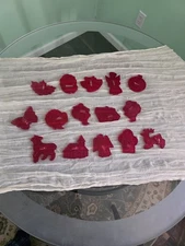 Vintage HRM Others Red Clear Plastic Christmas Cookie Cutters