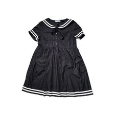 Black Friday Sailor Collar Dress Size 12 Black White Cat Embroidered Goth Kawaii