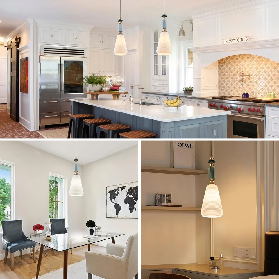 Pendant Light Fixture Modern Pendant Lighting Hanging Lamp Milk White Glass F... - Image 3 of 4