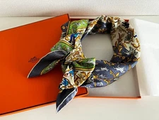 Hermes Silk Scarf 90 90Cm Green Yellow Blue Stole