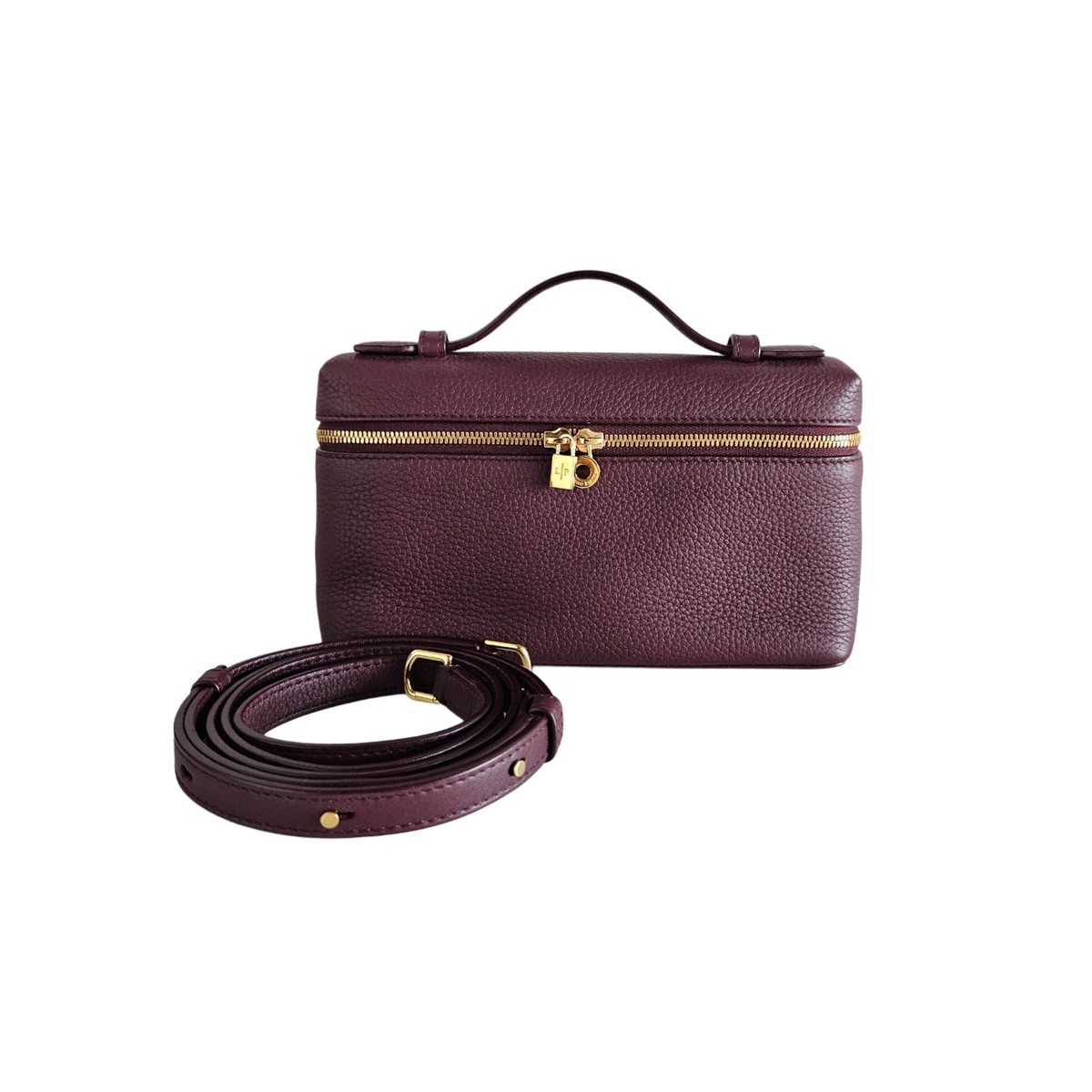 Loro Piana Burgundy Calfskin Leather Extra Pocket L19 With Strap