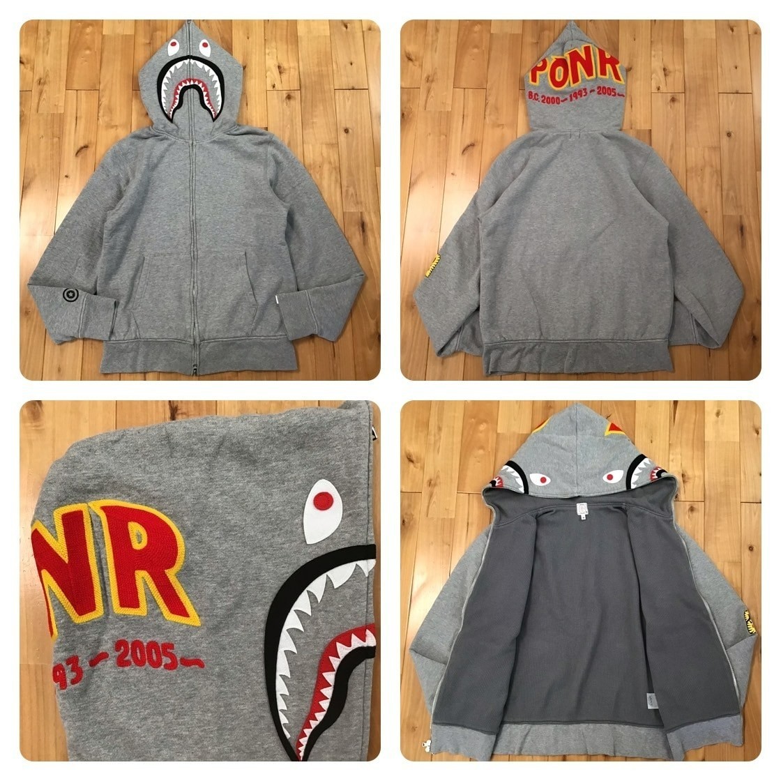 2024 BAPE 2nd Shark full zip hoodie a bathing ape PONR Gray Size M