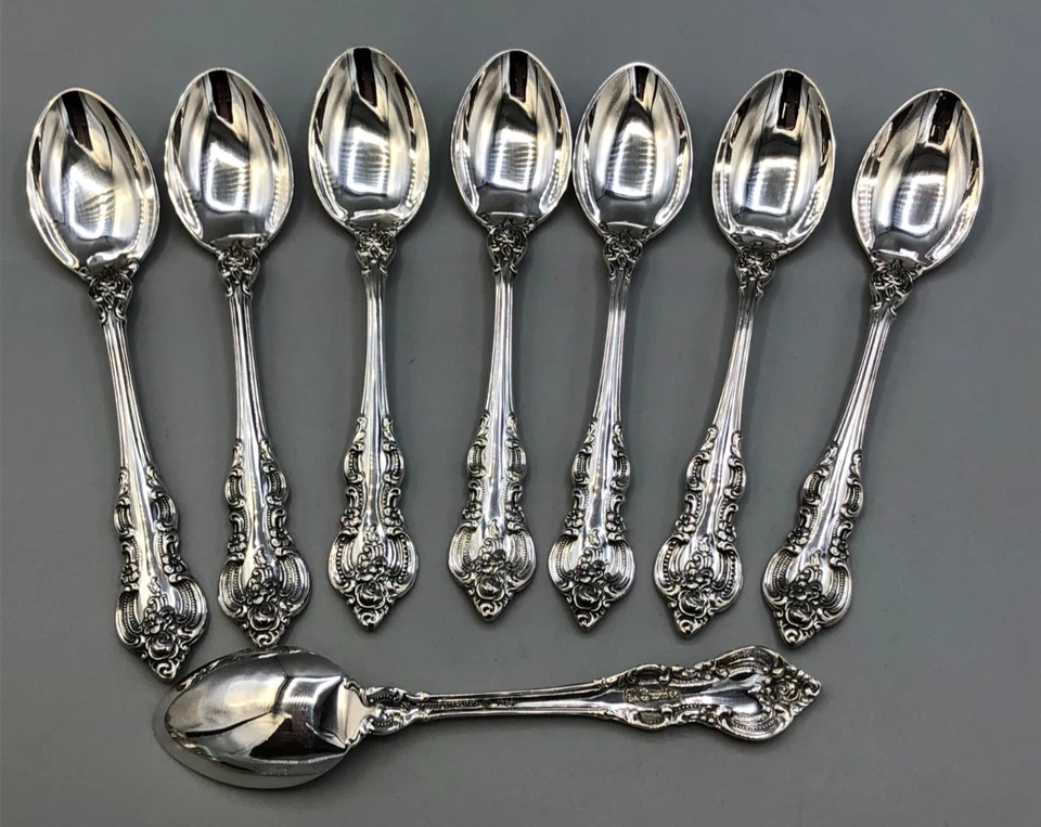 Juego de 8 cucharas Demitasse de plata de ley El Grandee by Towle 4 3/8" Foto 2 de 3
