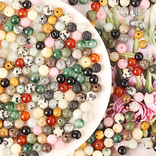 200 Pieces Natural Gemstone Beads 6 Mm round Gemstone Beads with Hole for Jewell