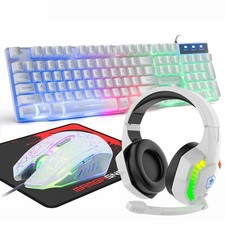 Wired Gaming Keyboard and Mouse Headset Combo,Rainbow LED Backlit W... Fast Ship
