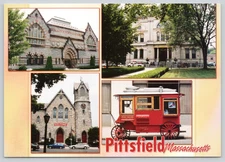 Postcard Pittsfield Massachusetts Multiview Court House Popcorn Machine Church