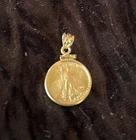 2001  1/10oz 999 Fine Gold 5 Dollar Gold American Eagle Coin Pendant 14k Charm