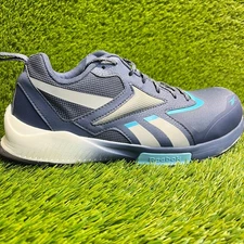 Reebok Lavante Trail 2 Mens Size 9.5W Blue White Composite Toe Safety Work Shoes