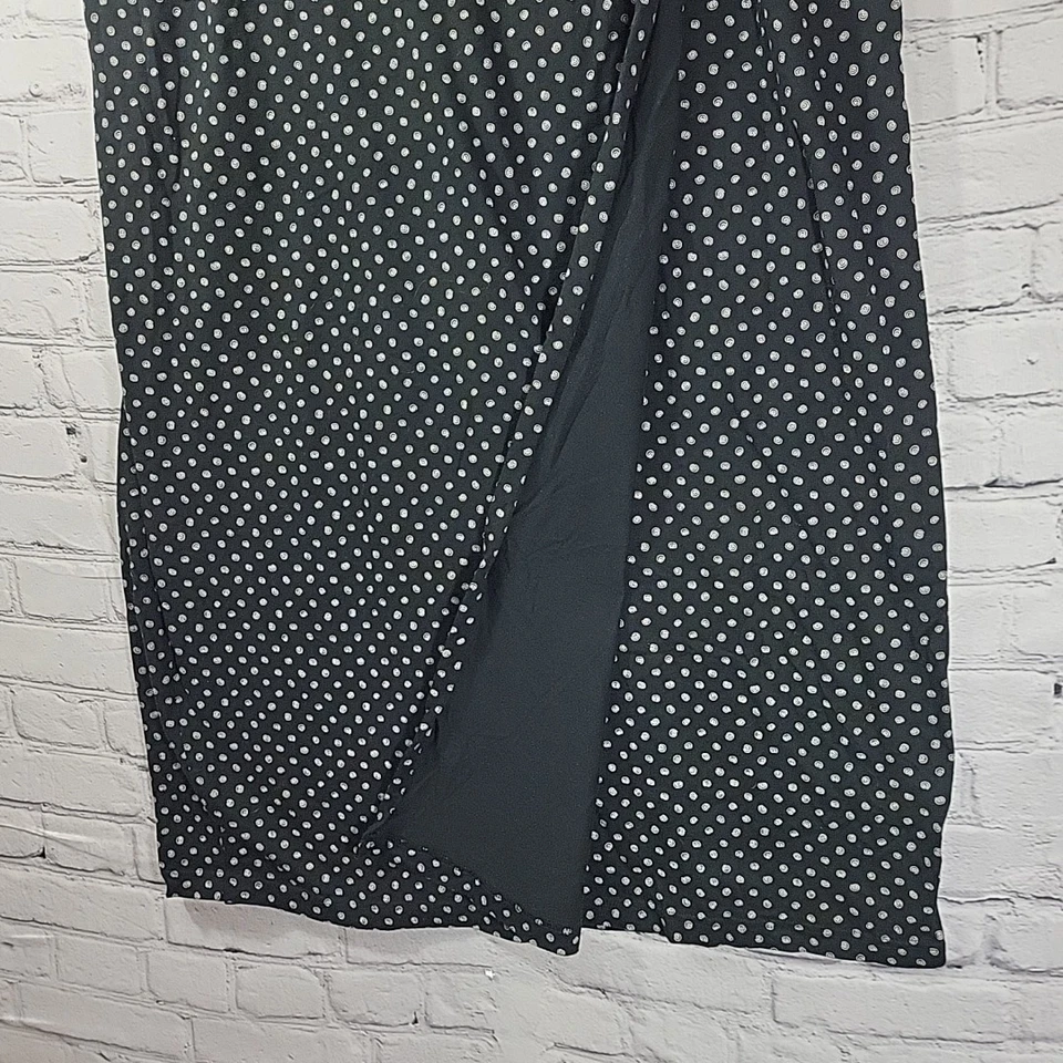 Falda De Colección Años 90 Elisabeth Liz Claiborne Talla Grande 3 Estampado Negro Algodón Modesto Envoltura Foto 2 de 4