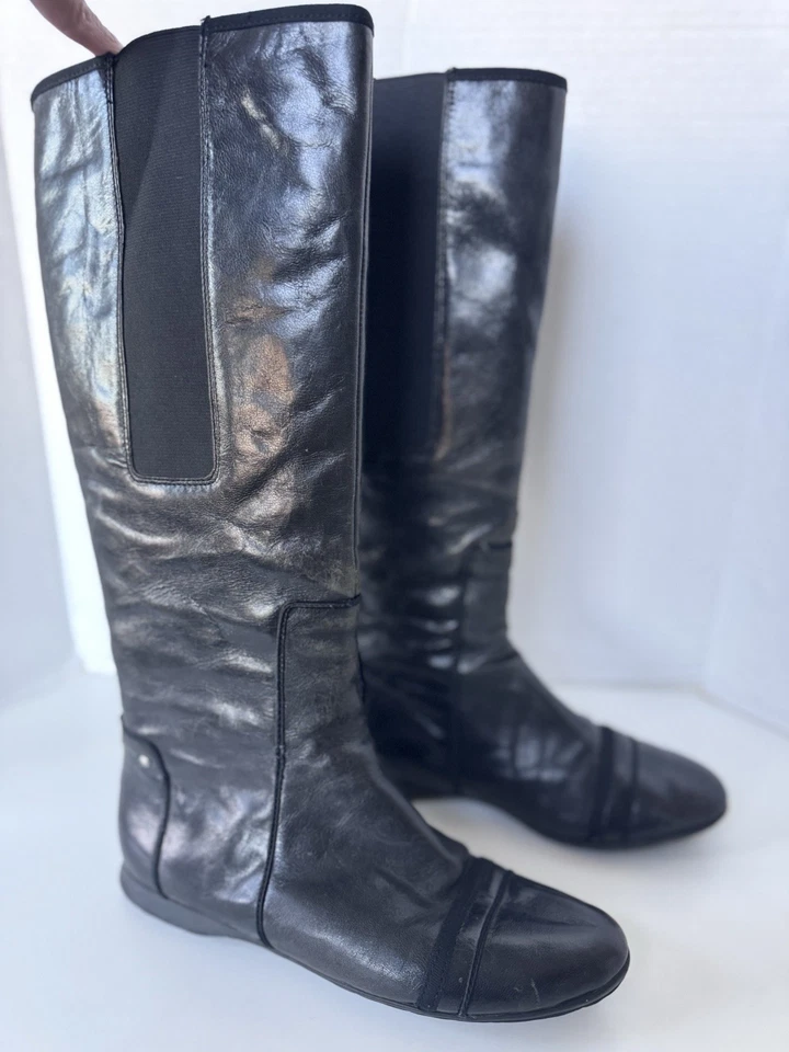 Botas planas ROCKPORT Adiprene by Adidas altas de cuero negro para moto para mujer talla 7 Foto 2 de 4