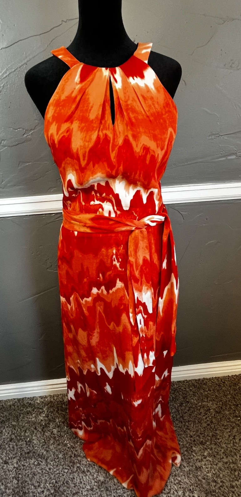 White House Black Market Silk Maxi Dress Women's Size 4 Halter Party Cocktail