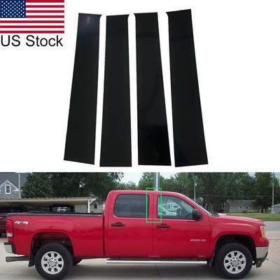 4pcs Glossy Black Pillar Posts Window Cover Trim For Silverado/Sierra 2014 2015