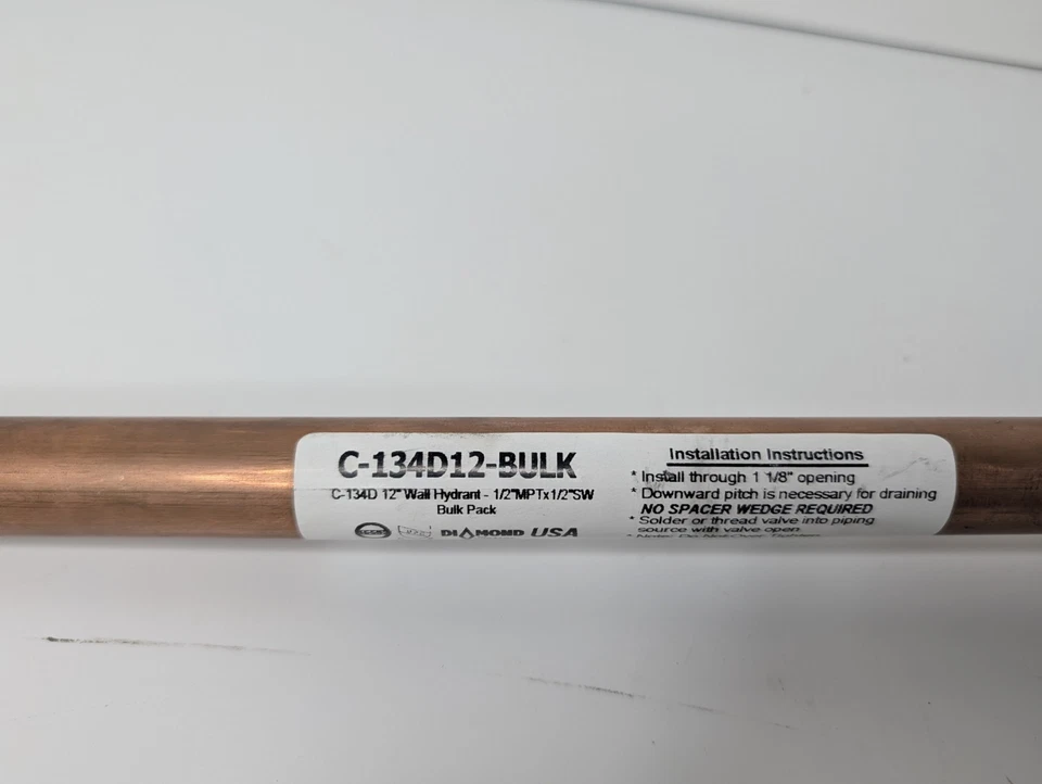 Prier C-134 Series 12", 1/2" MPT x 1/2" SWT Inlet Heavy Duty Wall Hydrant - Image 4 of 4