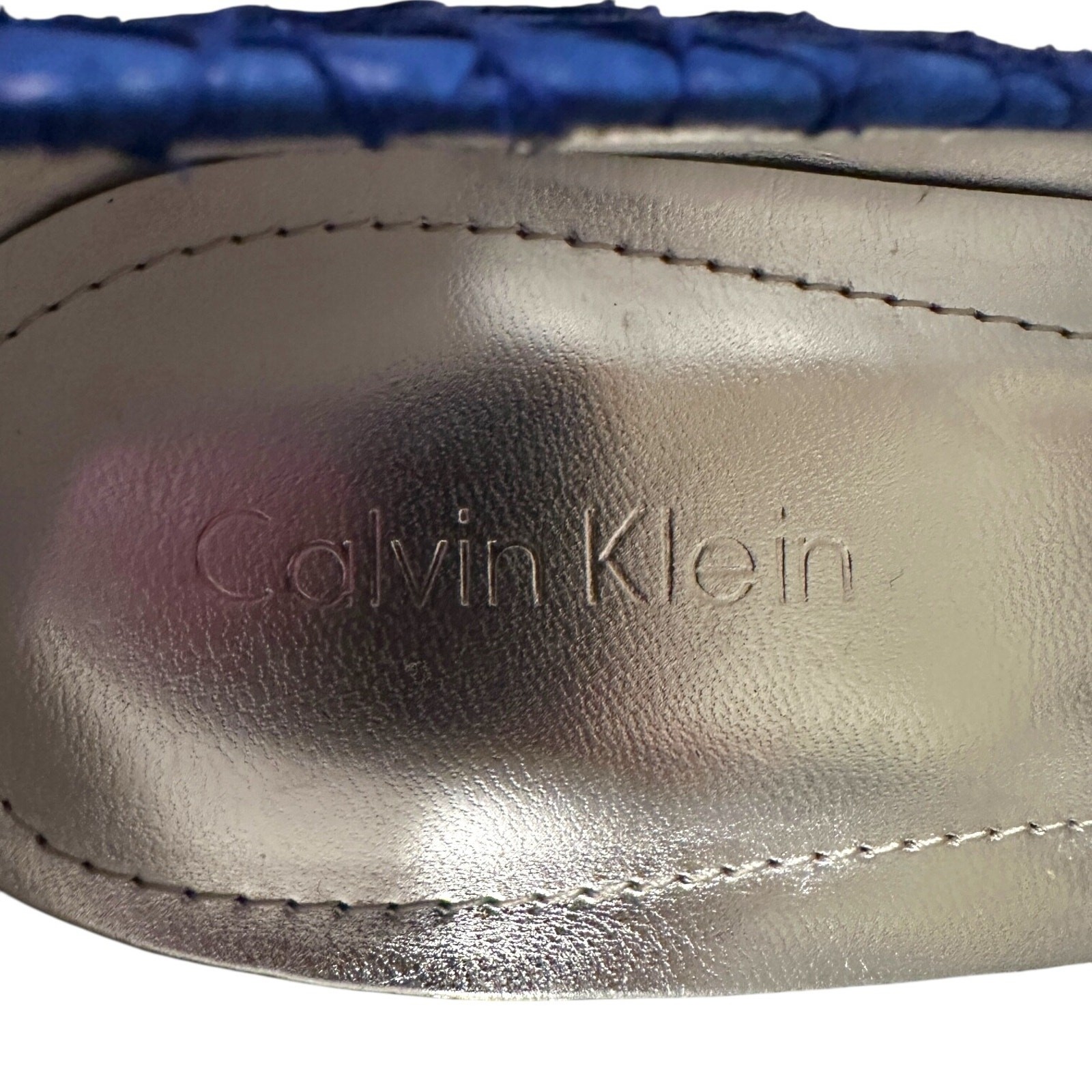 Calvin Klein Kendall Cobalt Blue Leather Fish Skin Shoe Size 6.5 Med thumbnail 6